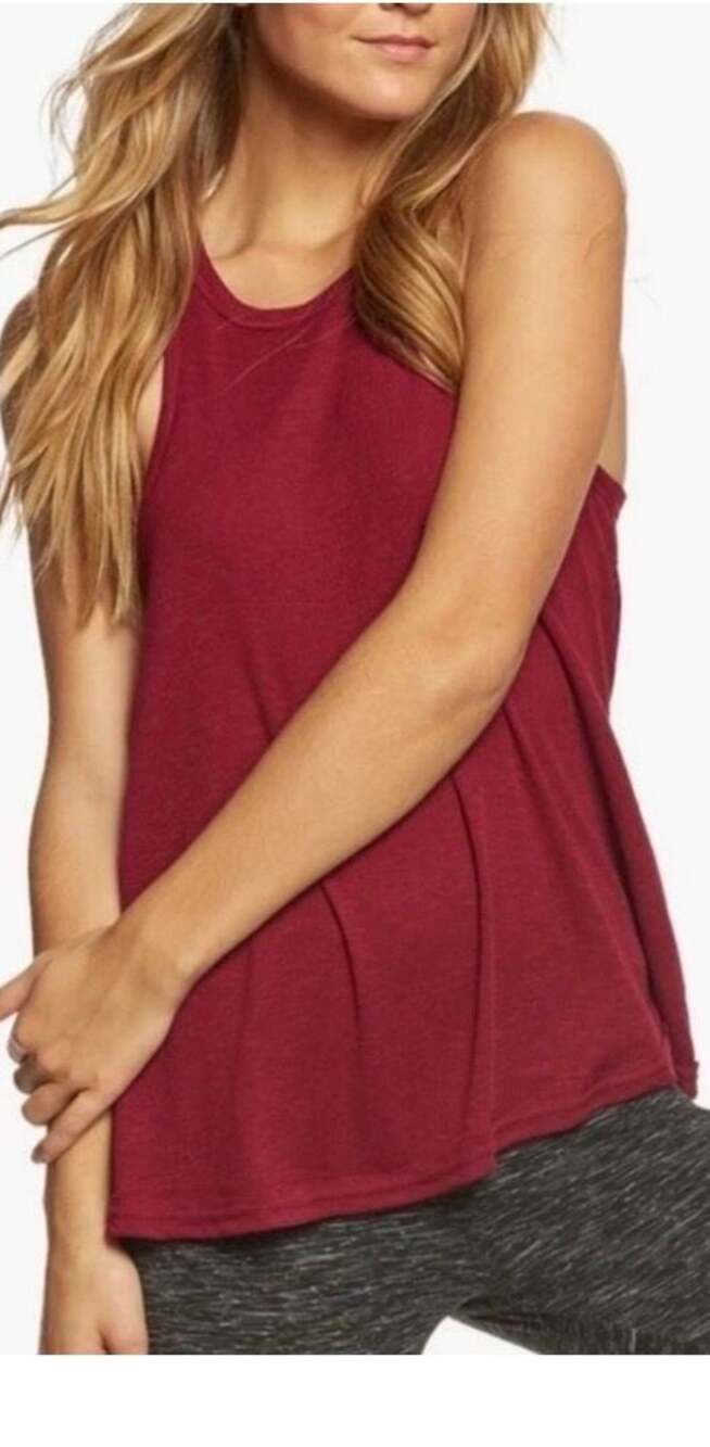 Free People Ribbed Racerback Swing Tank Top Small Wine Red